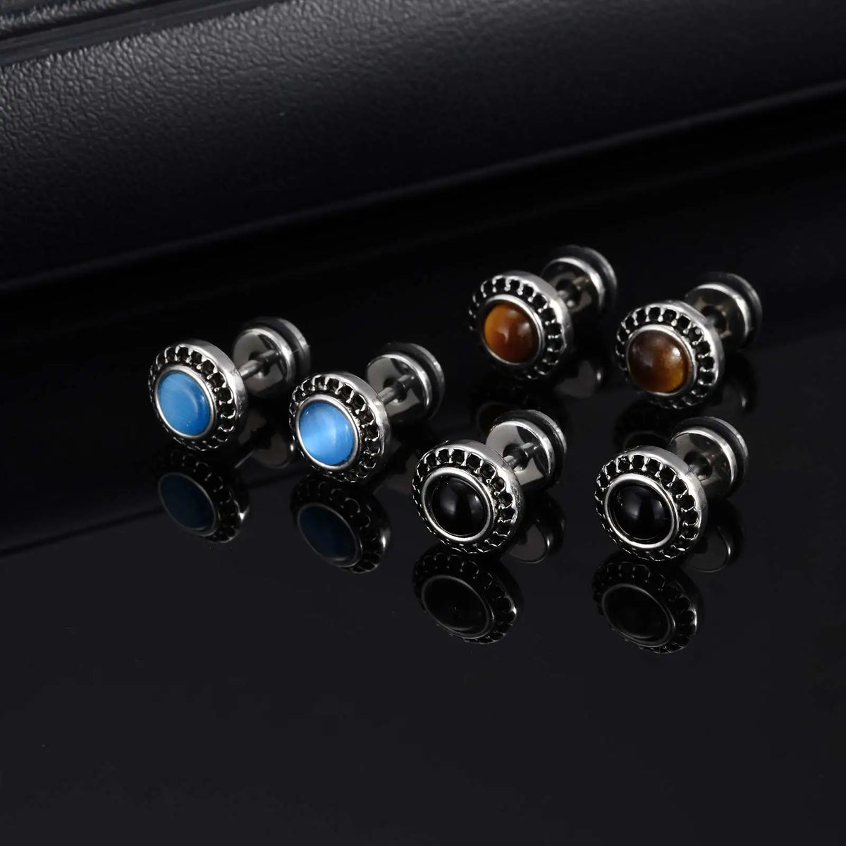 Natural Stone Boho Stud Earrings