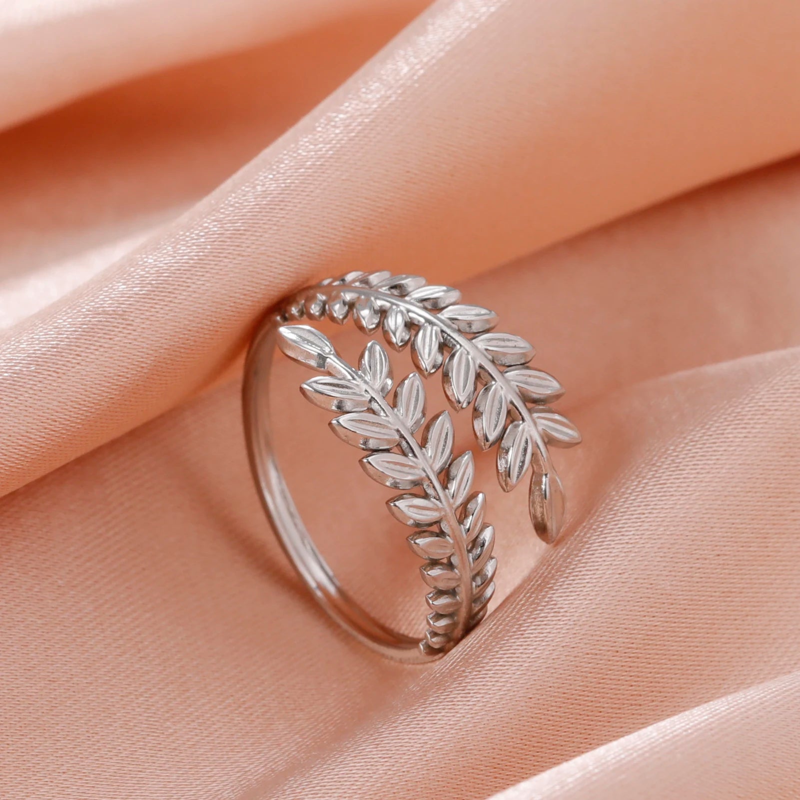 Wheat Ear Leaf Open Stacking Ring Jewelry