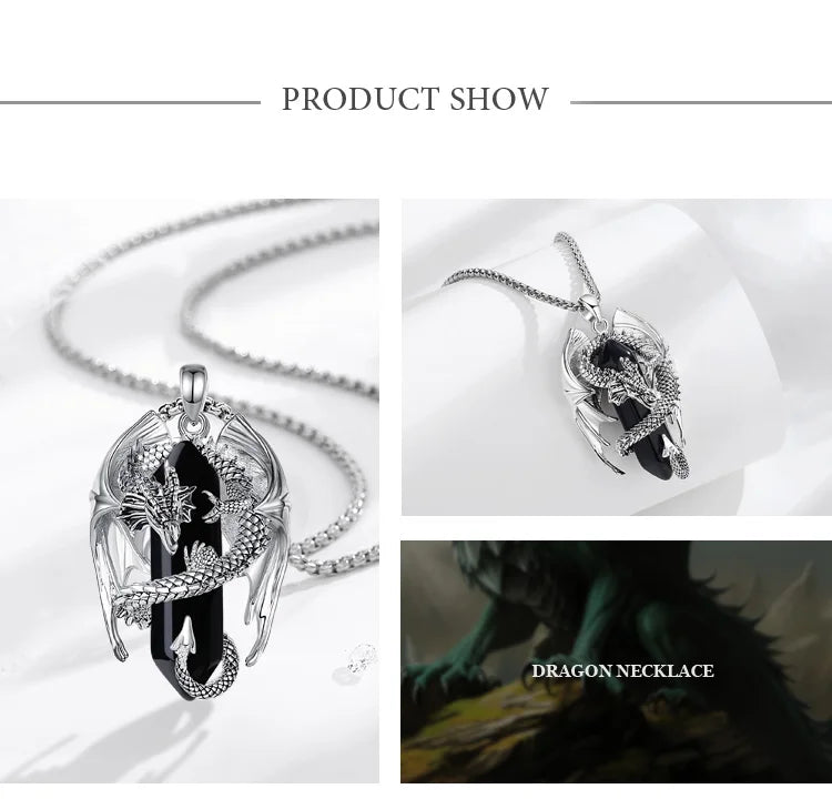 Dragon Obsidian Hexagonal Prism Necklace