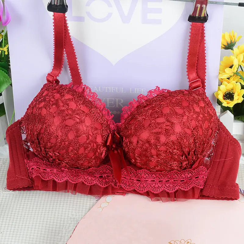 Girl Cheap Bra Sexy Lingerie Wire Free Bras For Women Underwear Lace Breathable Bralette Adjusted 3/4 Cup Push Up Female Bra - Charlie Dolly