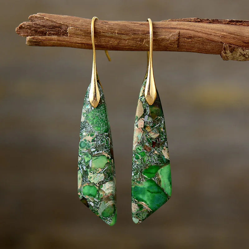 Natural Stone Geometric Pendant Earrings