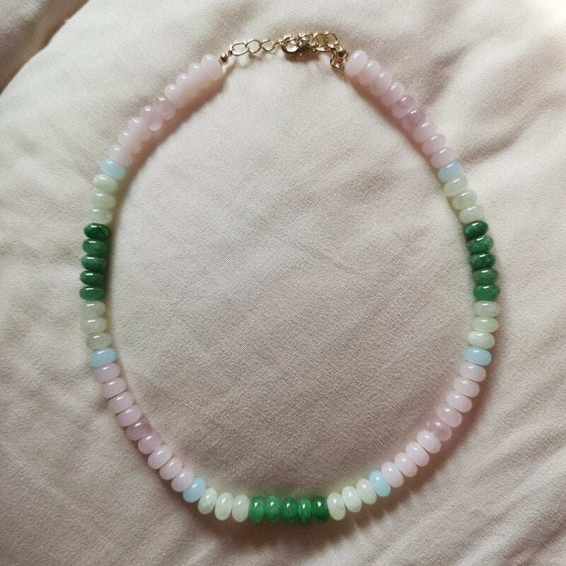 natural stone beaded Kunzite gold-plated bead collar freshwater accents large baroque pearl focal Hook fastening necklace women