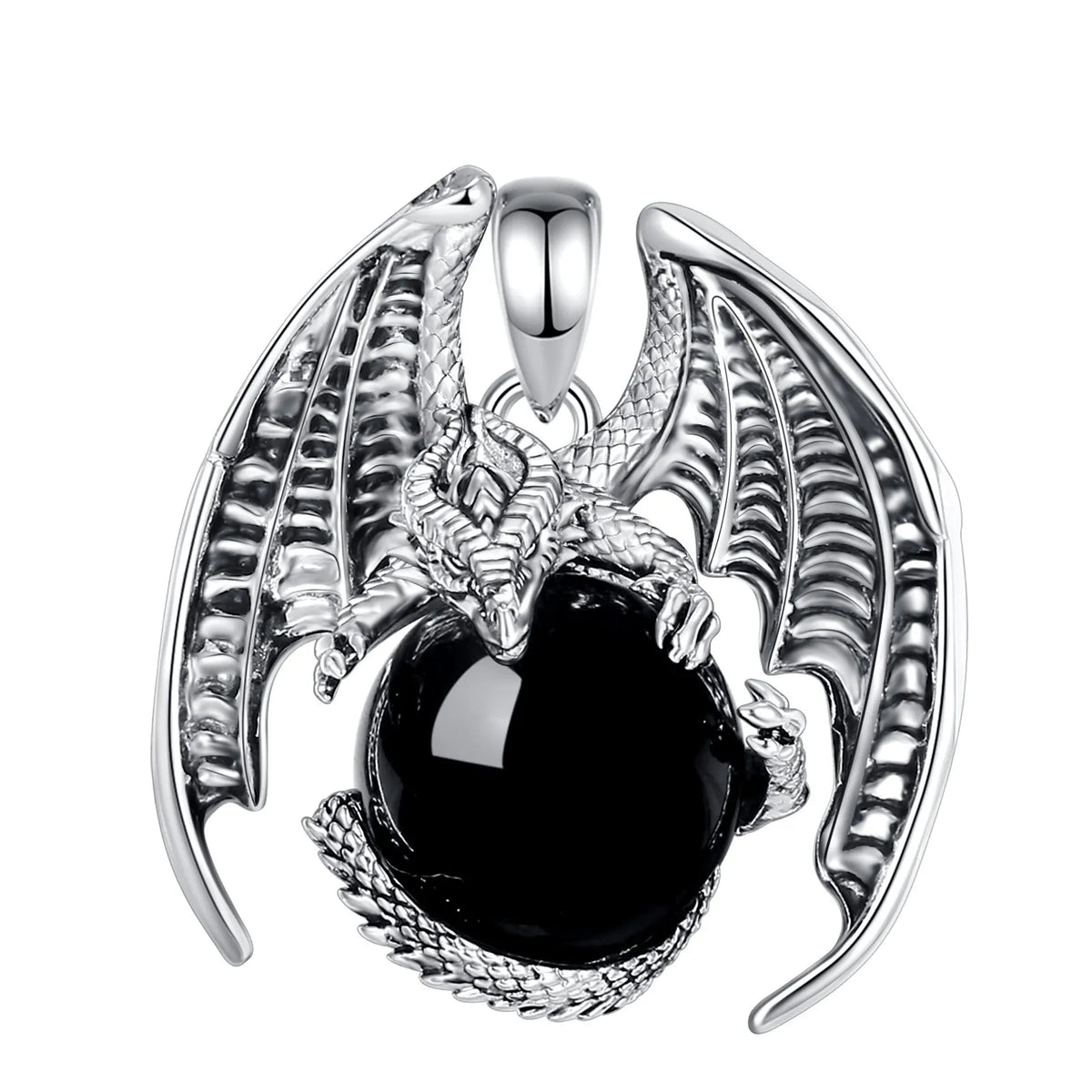 Natural Obsidian Dragon Ball Pendant Necklace, Black Healing Crystal Protection Amulet
