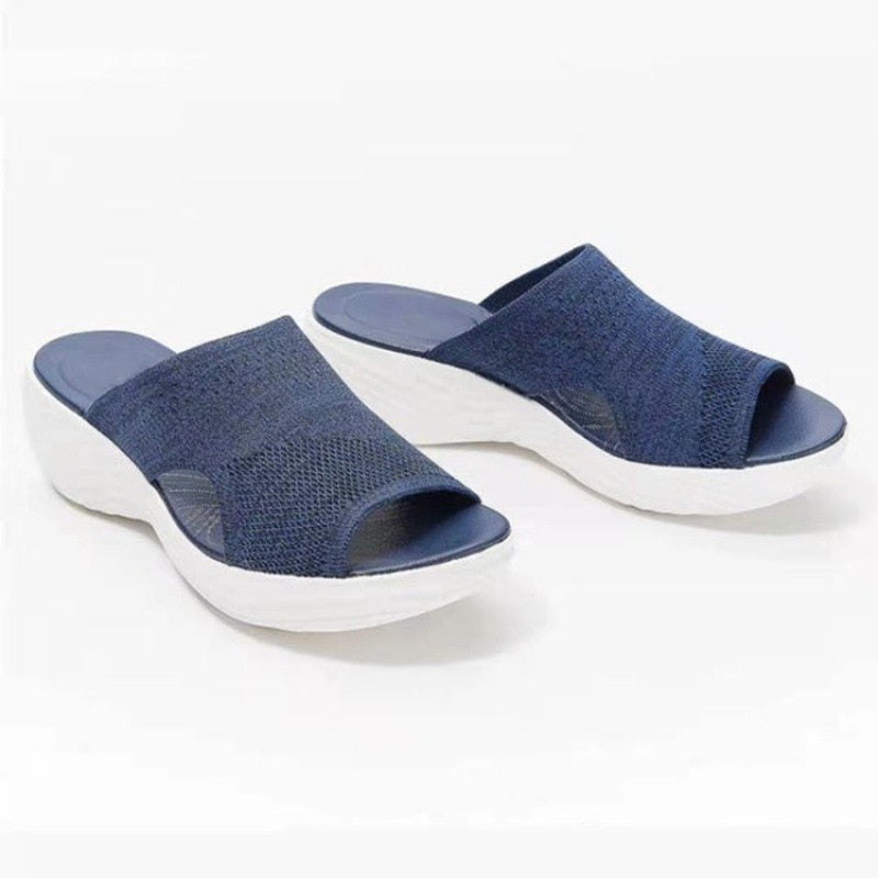 Women Open Toe Casual Slippers Breathable Outdoor Beach Platform Sandals Plus Size Solid Color Wedges Shoes Sandalias