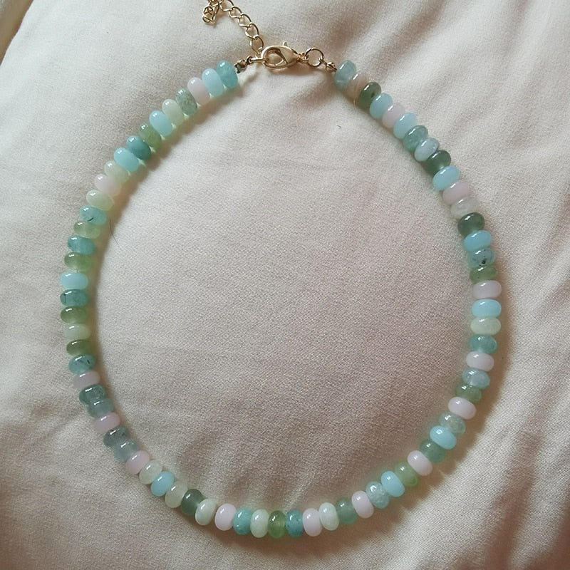 natural stone beaded Kunzite gold-plated bead collar freshwater accents large baroque pearl focal Hook fastening necklace women