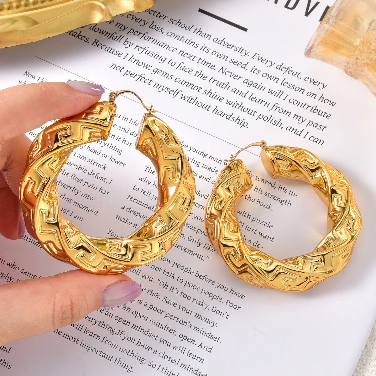 Large Gold Plated Statement Hoop Earrings Jewelry