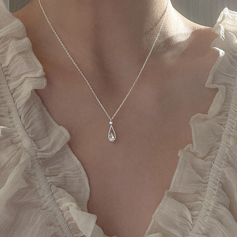 Shiny Crystal Zircon Heart Star Charm Layered Pendant Necklace for Women Charms Fashion Square Rhinestone Female Vintage Jewelry