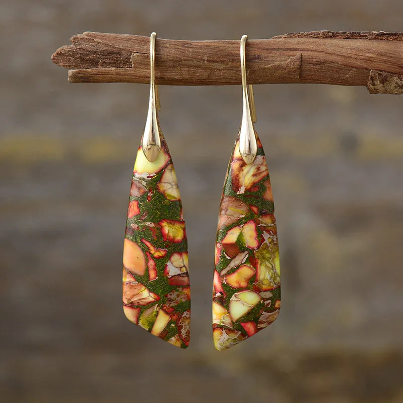 Natural Stone Geometric Pendant Earrings