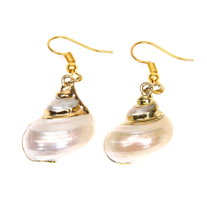 Natural Shell Scallop Drop Earrings Jewelry