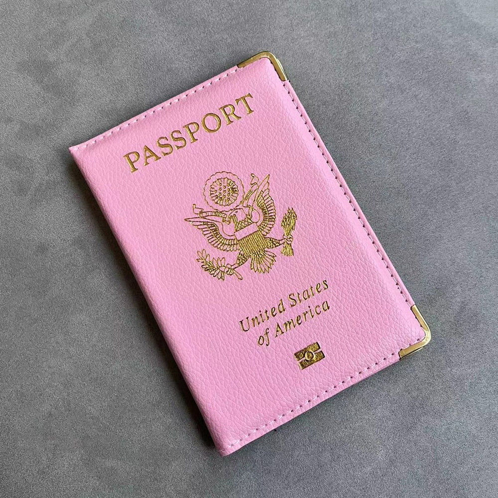Personalised Passport Cover women With Name USA Cute Pink Personalized Passport Holder designer Travel Passport Case Pouch