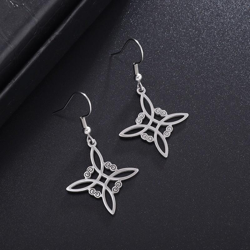 Silver Color Witch Knot Necklace for Women Stainless Steel Choker Necklaces Vintage Amulet Protection Supernatural Jewelry Sets