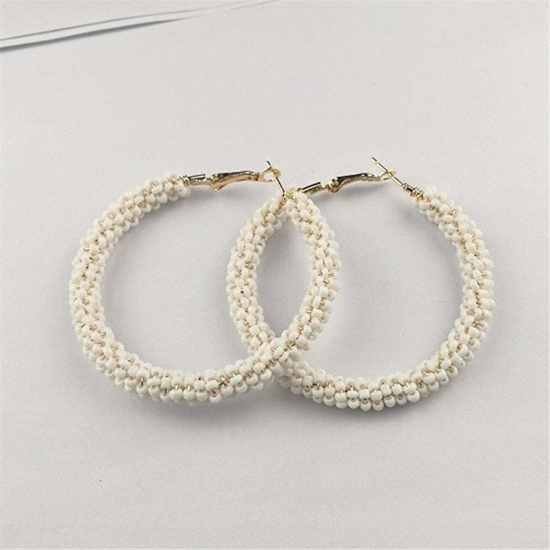 Bohemian Colorful Round Rice Beads Drop Earrings for Women Fashion Multicolor Handmade Dangle Earrings Female Party Jewelry Gift
