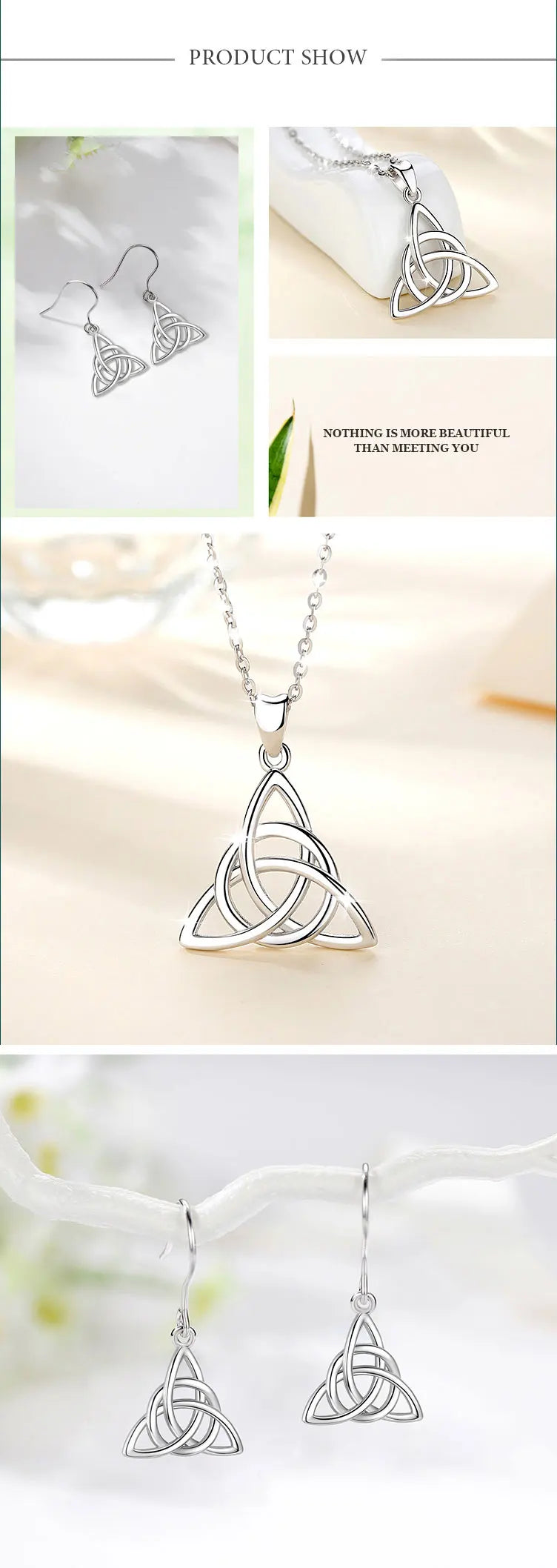 S925 Sterling Silver Celtic Knot Triangle Pendant Necklace, Purple CZ Sacred Geometry Amulet
