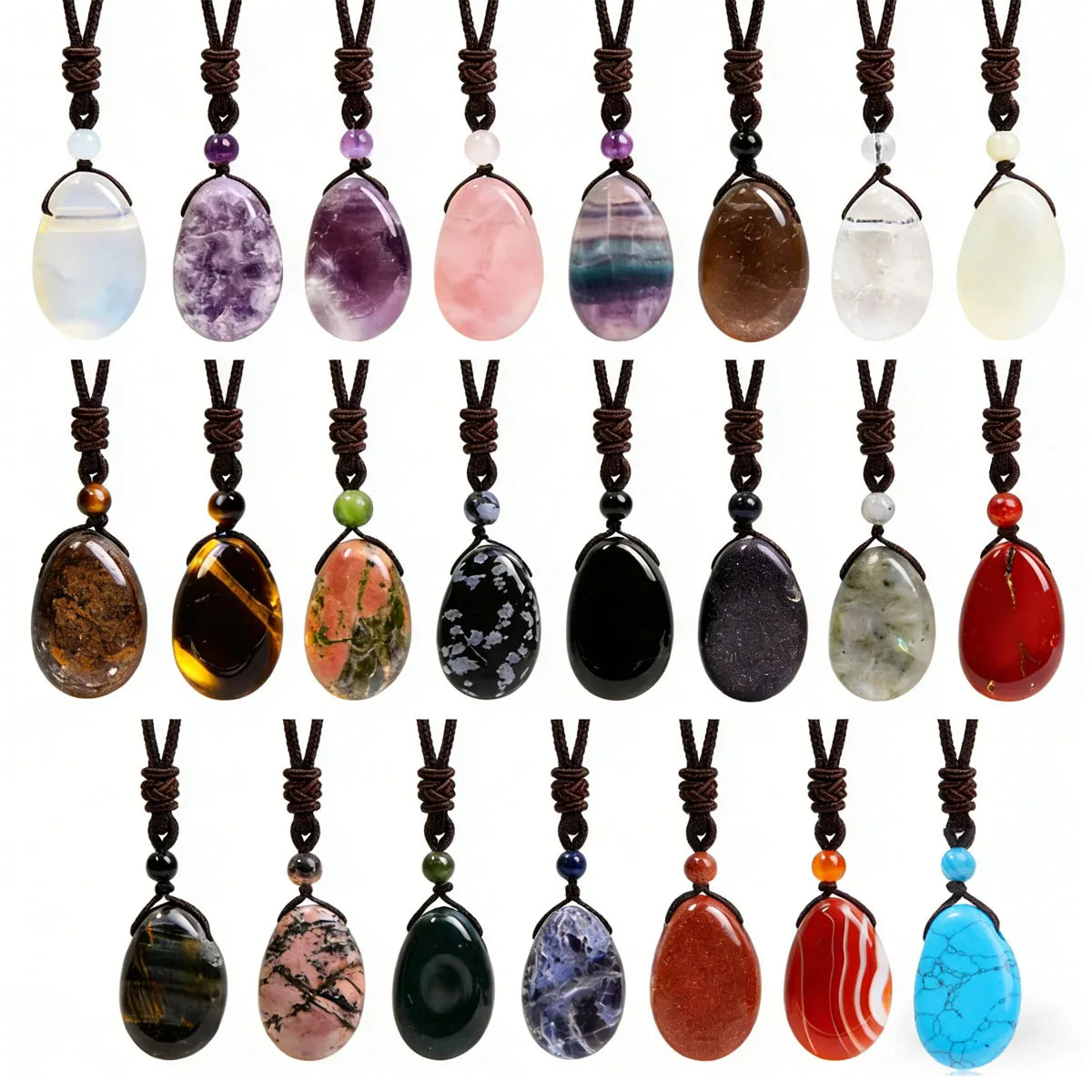 Water Droplet Crystal Pendant, Natural Stone Spiritual Necklace