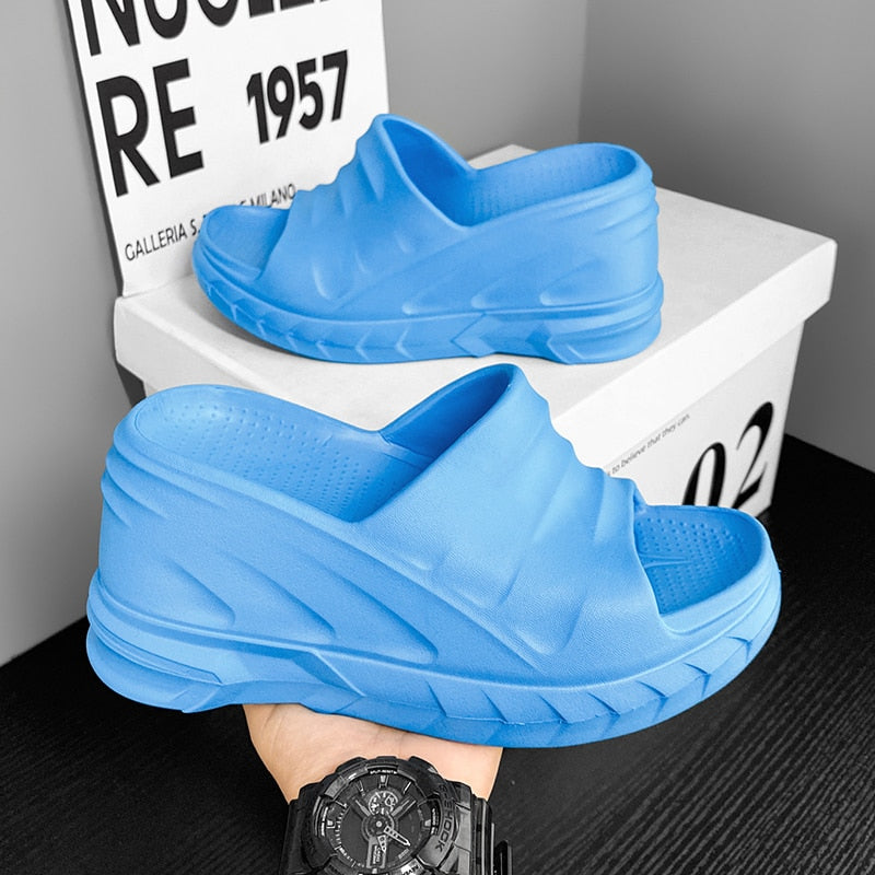 8cm Sloped Heels Women Slippers Platform Wedges Summer Casual Women Shoes Outdoor Comfortable Beach High Slipper Dress Sandals
