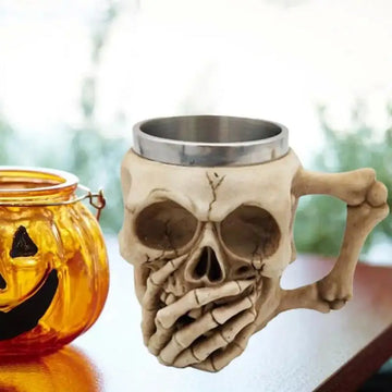 3D Skull Cup Halloween Thriller Cup Decoration Skull Cup Halloween Decoration Resin Skeleton Ghost Mug Coffee Cup Halloween Gift - Charlie Dolly