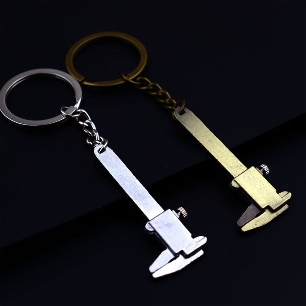 Cute Mini Caliper Tools Keychain Zinc Alloy Vernier Caliper Key Chains Calipers Measuring Gauging Tools Accessories Rulers
