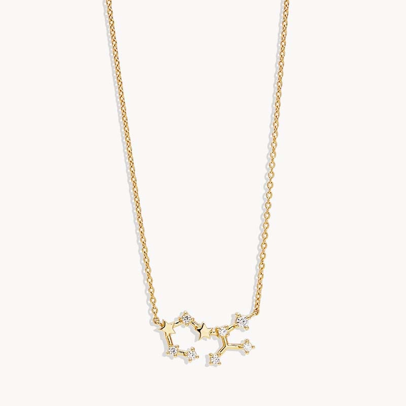 Aide 925 Sterling Silver Zodiac Sign 12 Constellation Pendant Necklaces Sparkling Zircon Charm Necklace for Women Birthday Gift