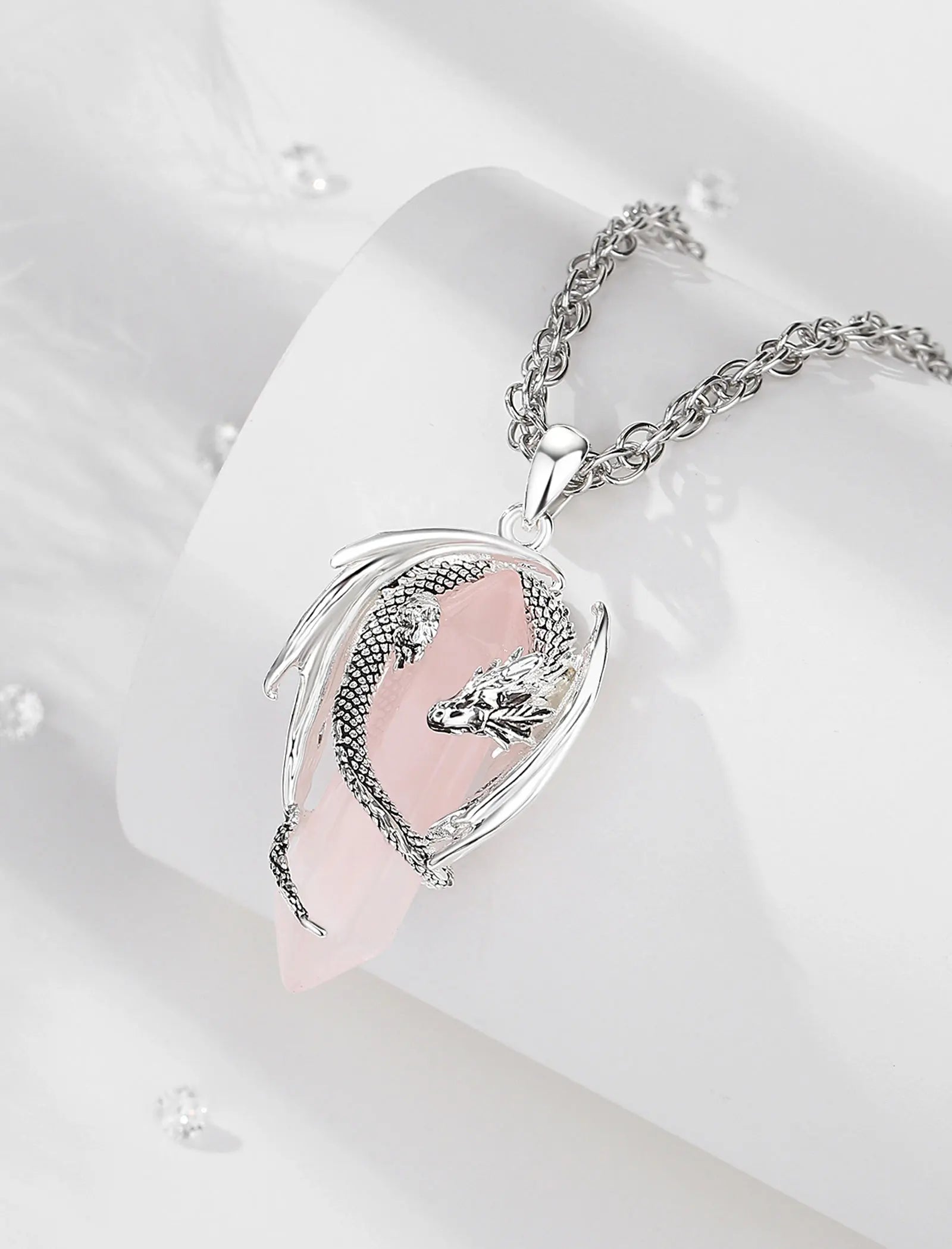 Dragon Natural Stone Hexagonal Prism Necklace