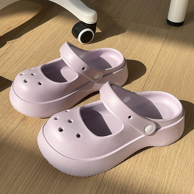 Close Toe Shoes for Women Summer Slippers with Thick Sole and Feet Feeling Cool Slippers for Women External Wear
