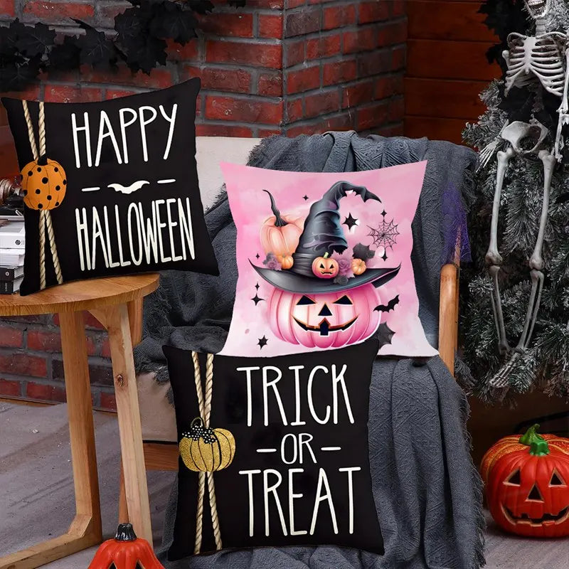 Halloween Pumpkin Ghost Pillowcase Happy Halloween Party Decorations For Home 2024 Trick or Treat Spider Bat Cat Pillow Covers - Charlie Dolly