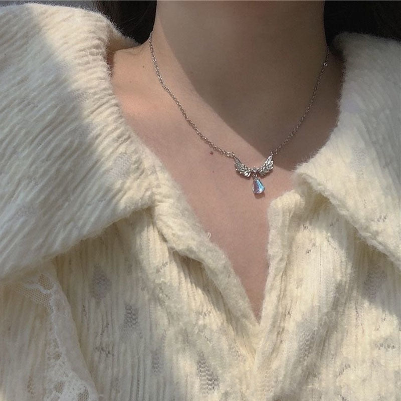 Shiny Butterfly Necklace Ladies Exquisite Double Layer Clavicle Chain Necklace Jewelry for Ladies Gift