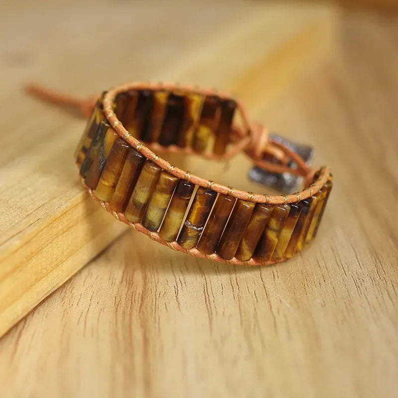 Amazonite Natural Stone Leather Wrap Bracelet