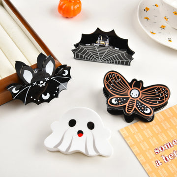 DuoShang New Style Halloween Bat Skull Ghost Acrylic Hair Claw Light Luxury Horror Claw Clip for Women Girls Hair Accessories - Charlie Dolly