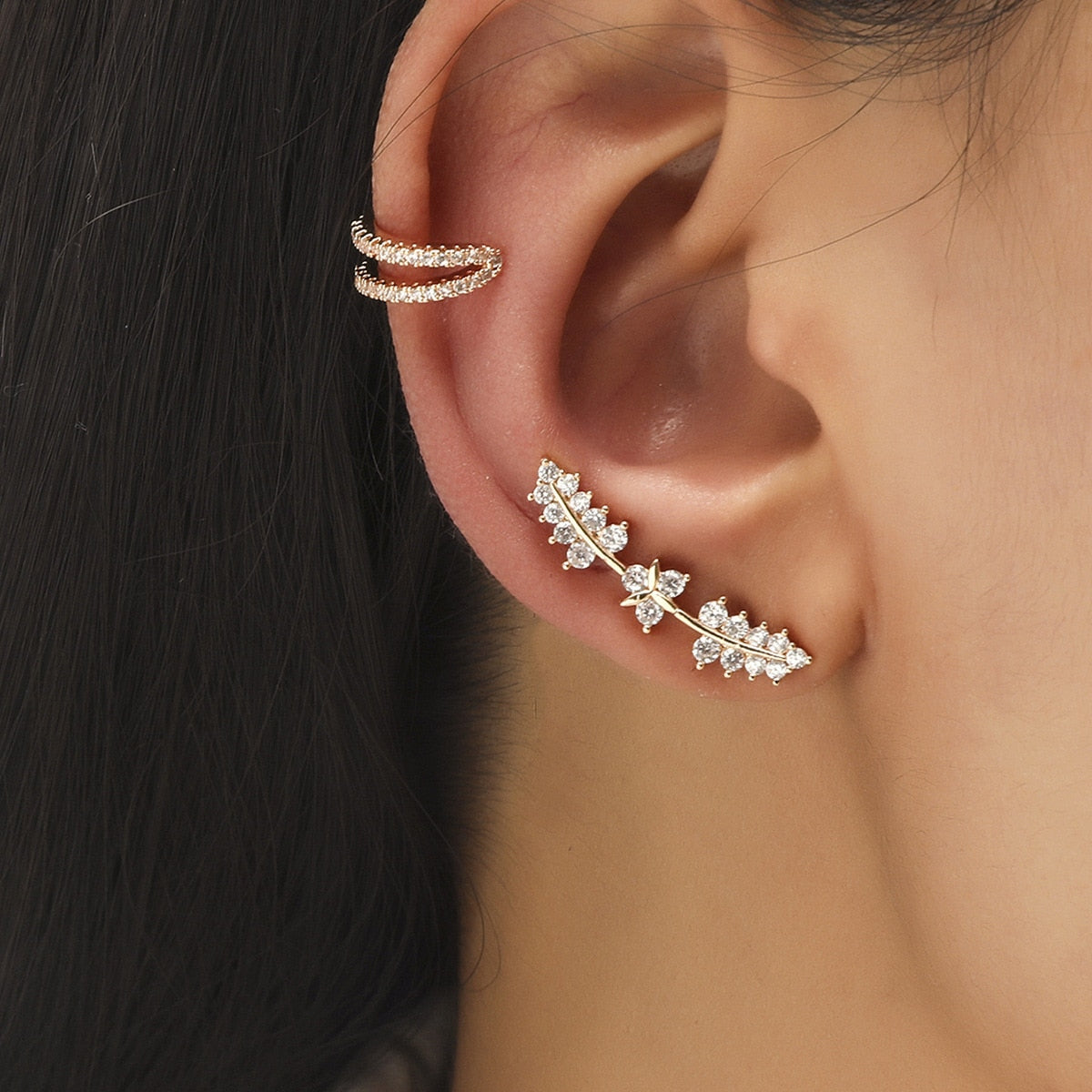 Trendy Bohemian No Piercing Crystal Rhinestone Ear Cuff Earrings for Women Wrap Stud Clip Earrings Girl Earrings Jewelry Bijoux