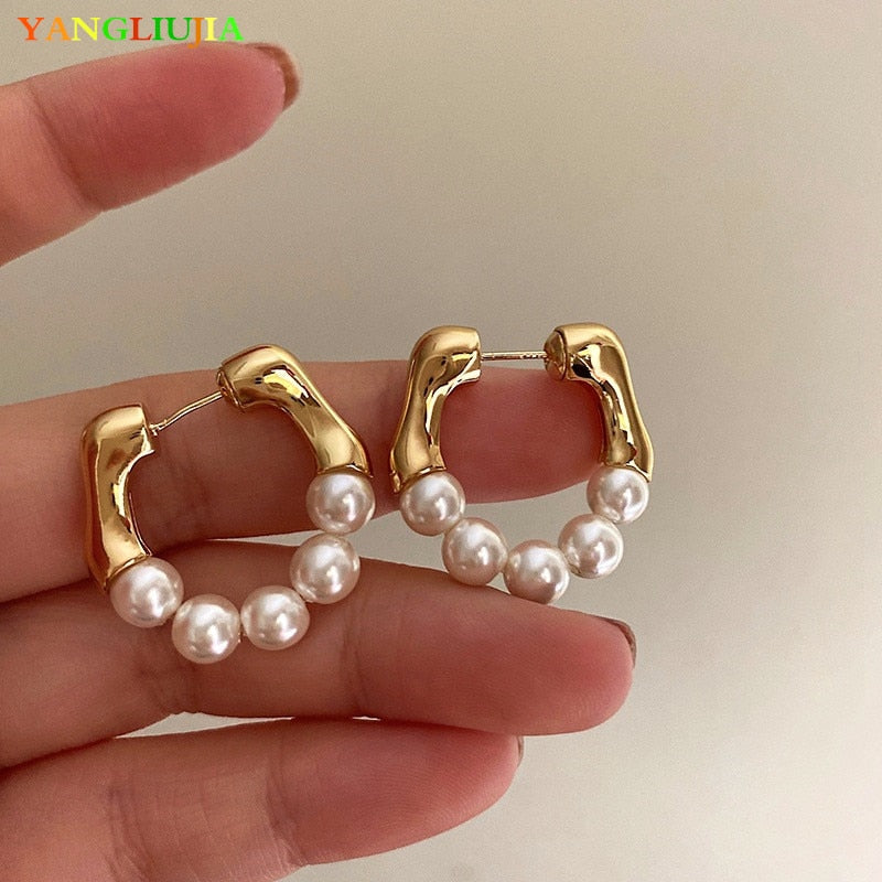 The Green Beads Metal Earrings European And American Style Hip-hop Punk Personality Fashion Stud Earrings Ms Travel Accessories