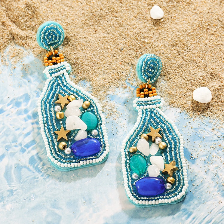 Bohemia Colorful Seed Beads evil eye Flower Drop Earrings For Women Handmade Tassel swan Statement Dangle Earrings Jewelry