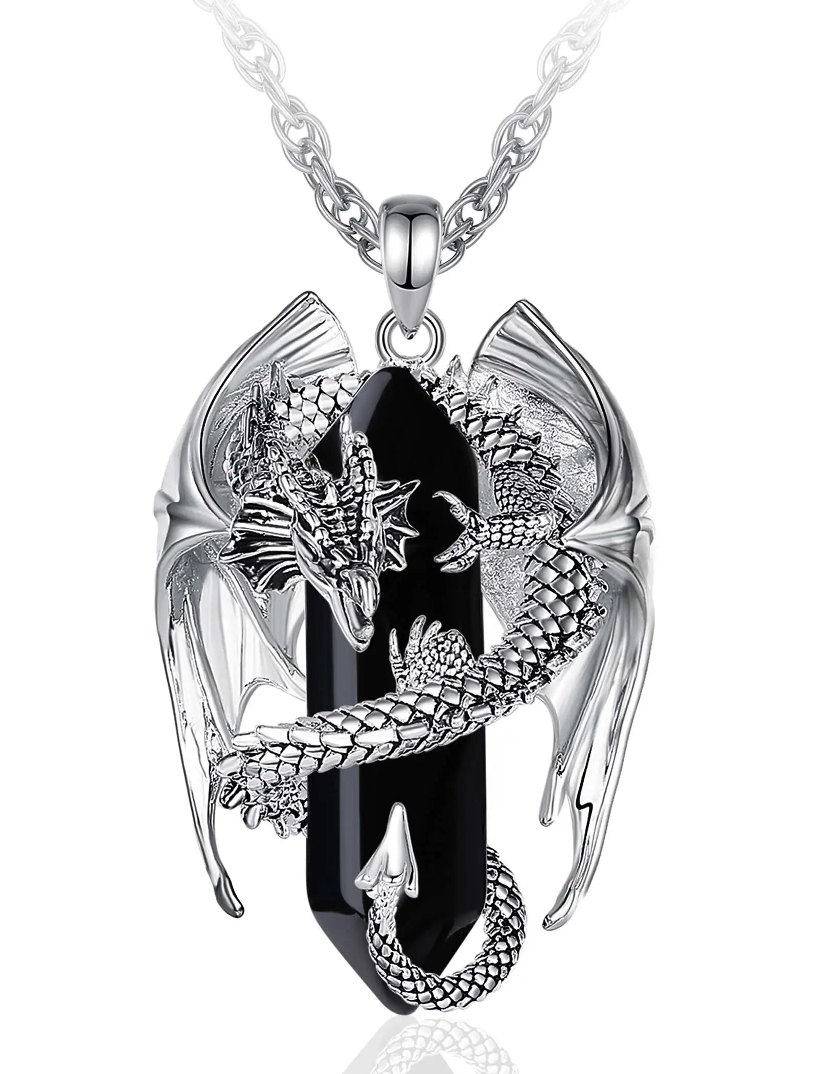 Dragon Obsidian Hexagonal Prism Necklace