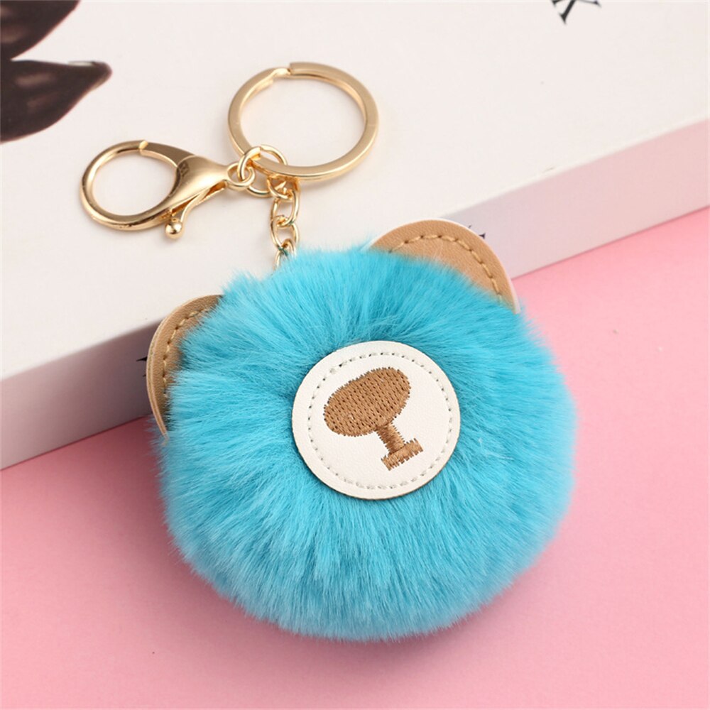 Cartoon Plush Owl Keychain With Sequin Girls Backpack Ornaments Fashion Soft Fluffy Pompom Animal Key Rings For Ladies Gifts