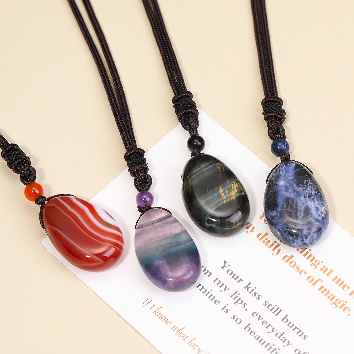 Water Droplet Crystal Pendant, Natural Stone Spiritual Necklace