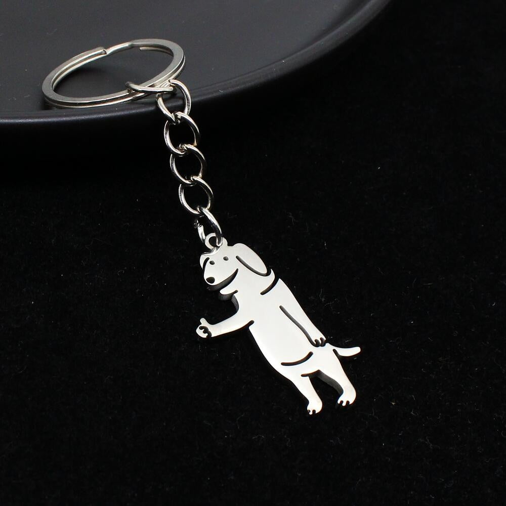 Funny Middle Finger Stickman Keychain Cute Titanium Steel School Bag Car Key Pendant Couple Trinket Gift Keyrings