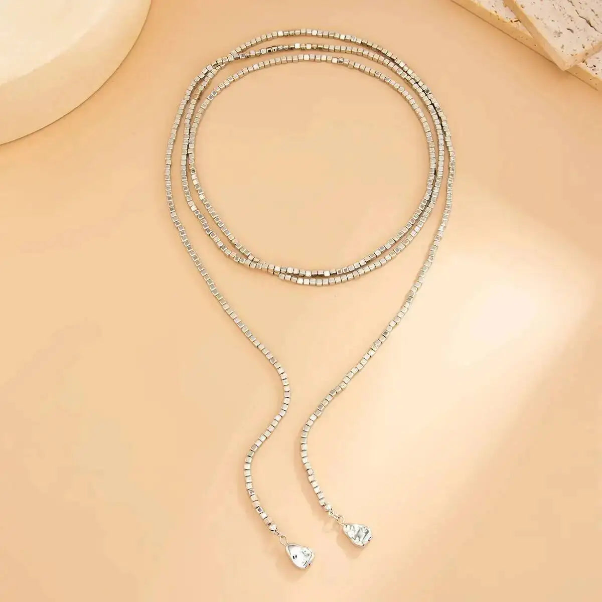 Irregular Bead Y Shape Long Necklace Jewelry