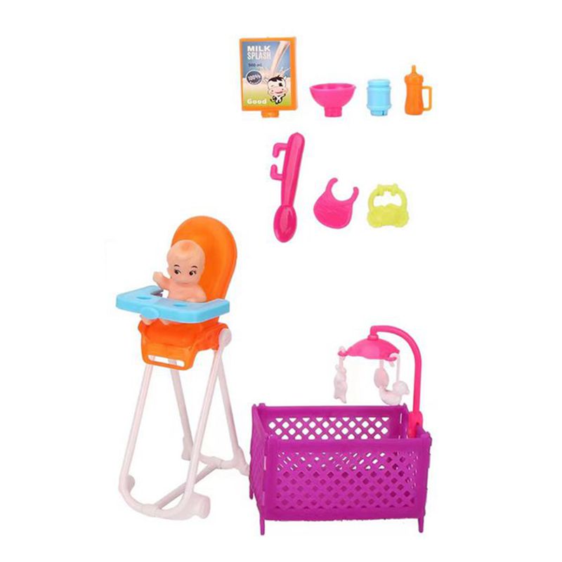 Hot Sale Cute Kawaii Pink 10 Items/Lot Miniature Dollhouse Furniture Accessory Kids Toys Kitchen Cooking Things For Barbie Game
