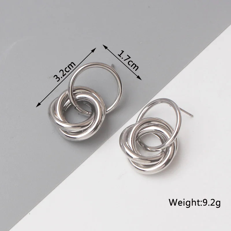 Twisted Gold Metal Geometric Dangle Earrings Jewelry