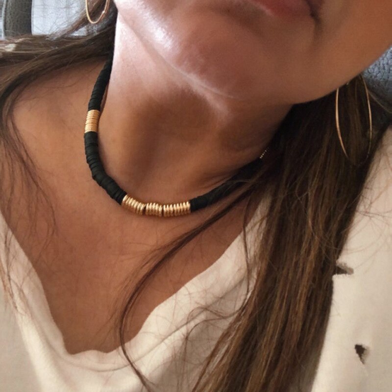 Fashion Soft Pottery Choker Necklace For Women Bohemian Colorful Clay Collar Shell Necklace Summer Beach Jewelry