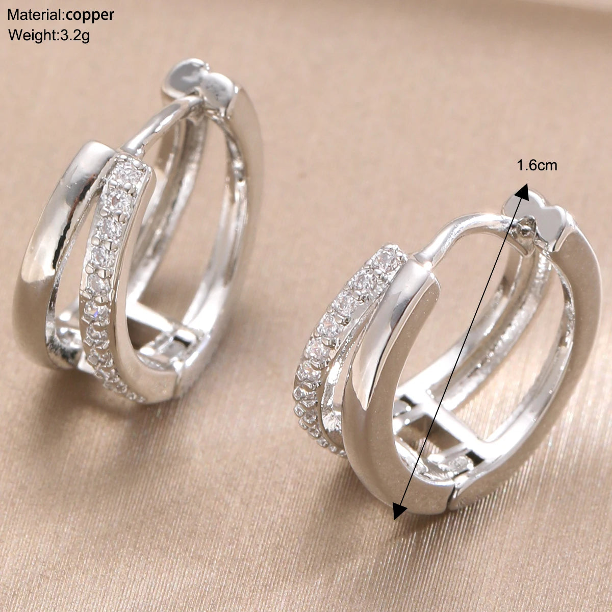 Gold Zircon Geometric Statement Hoop Earrings Jewelry