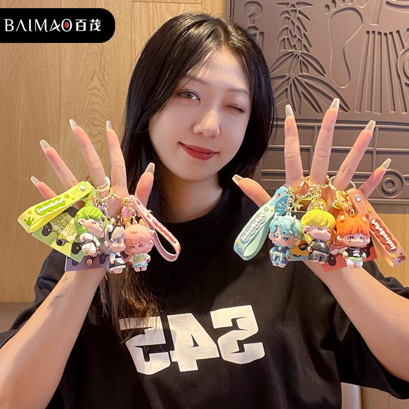 Fashion Beast Era Series Keychain Cartoon Anime Little Fox Characters Keyring Boyfriends Cute Doll Key Chain Bag Pendant