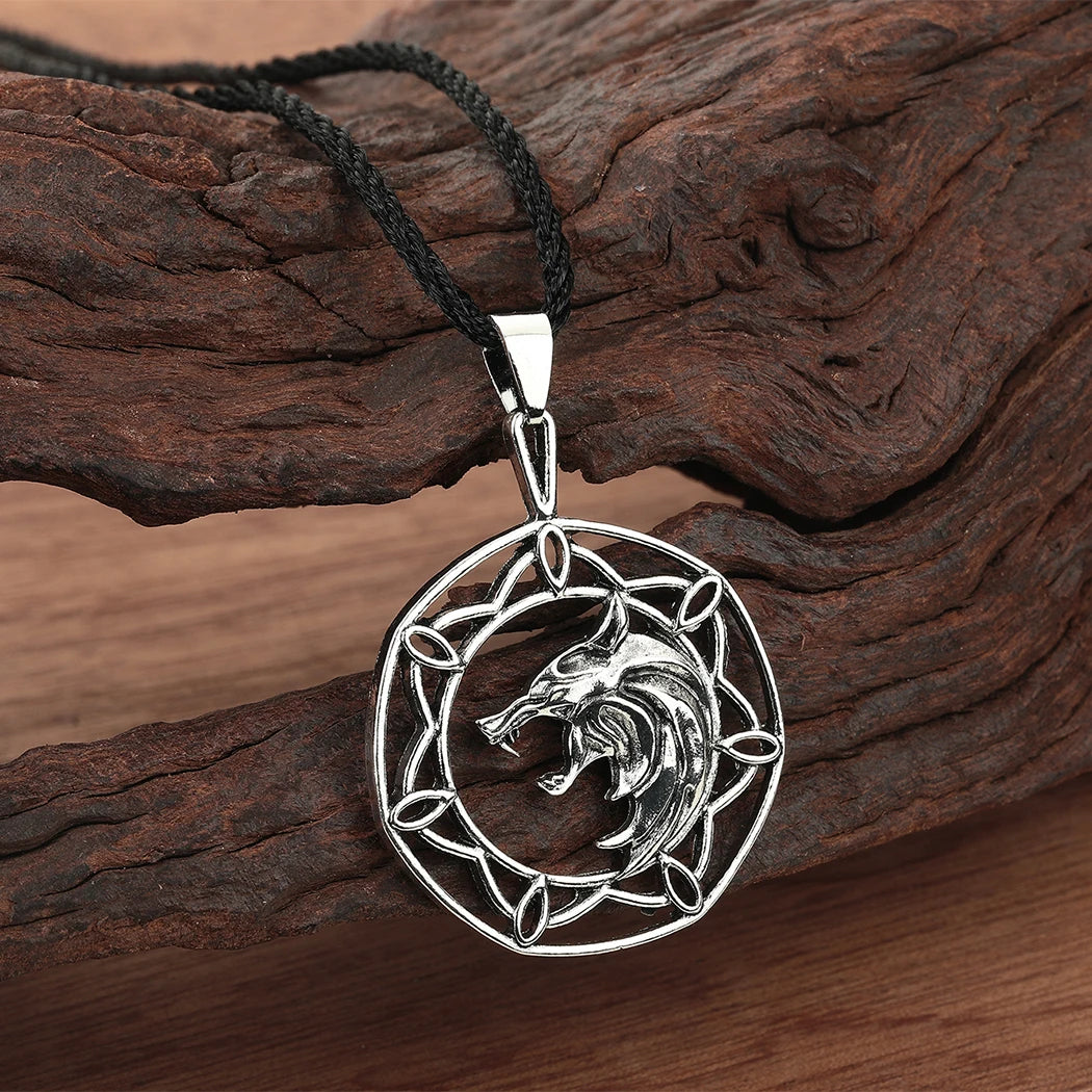 Wolf Head Medallion Pendant, Slavic Viking Sacred Amulet Necklace
