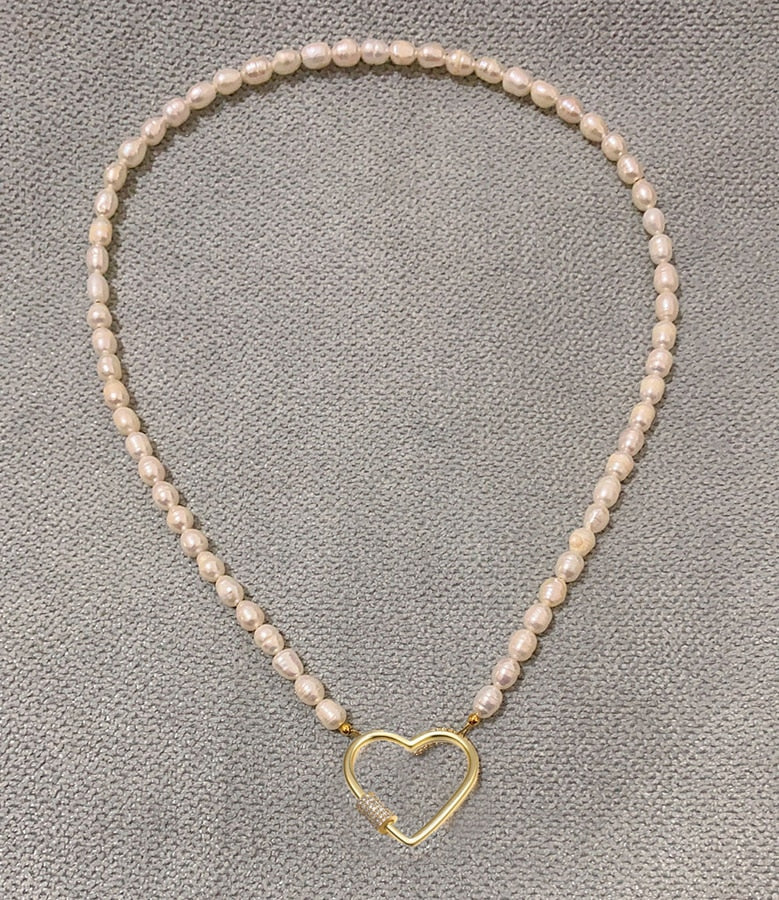 Goth freshwater pearl necklace women yellow smile beads coral Vintage Multi Layer Link Chain Necklace Punk Aesthetic Jewelry