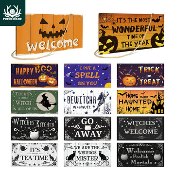 Putuo Decor Halloween Wooden Hanging Pendant Door Sign Pumpkin Ghost Bat Swith Greeting Doorplate Wood Crafts Happy Halloween Da - Charlie Dolly