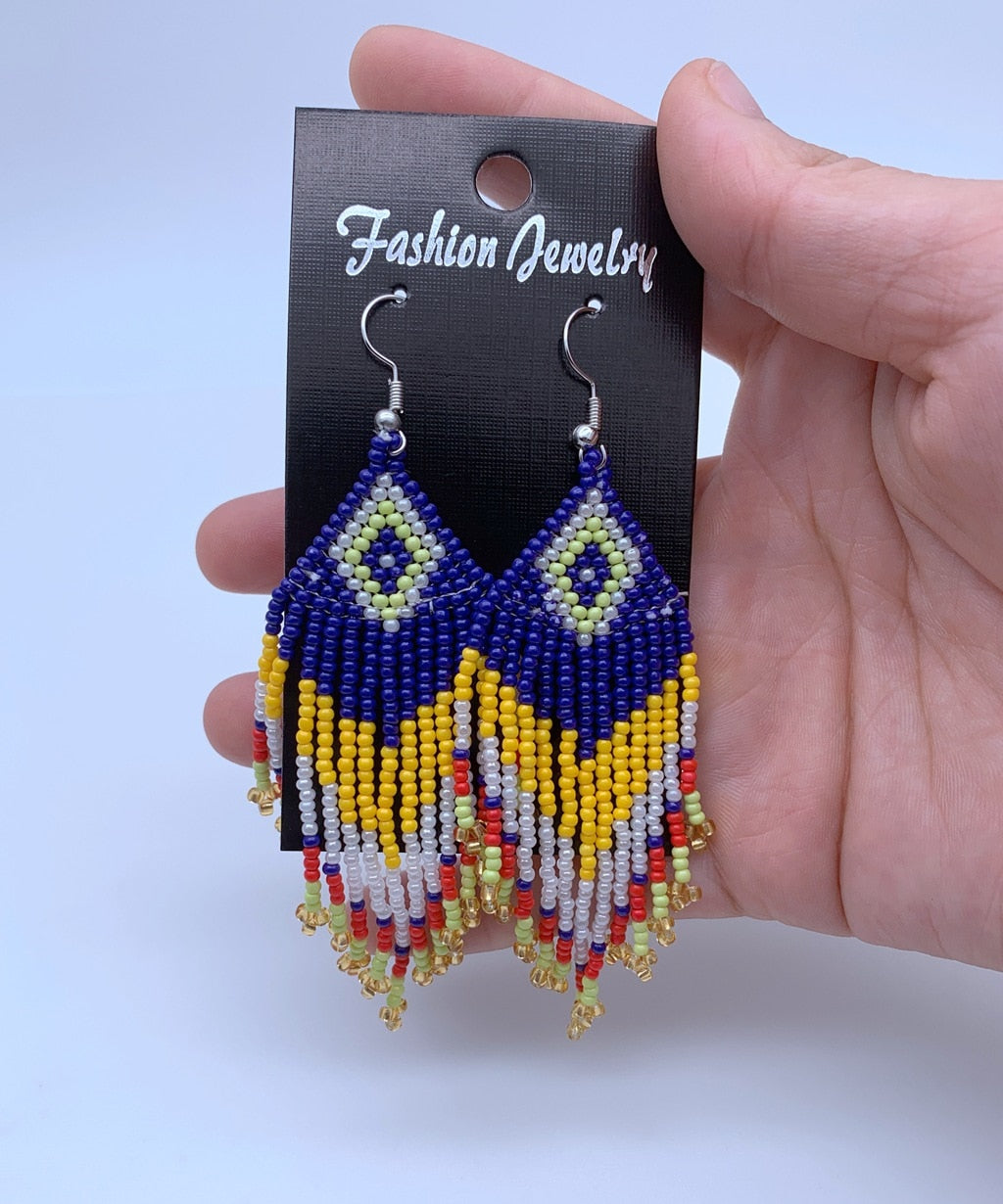 LIMAX New Arrival Colored Beads Earrings Niche Ethnic Style Handmade Jewelry Personality Bohemian Tassel Earrings