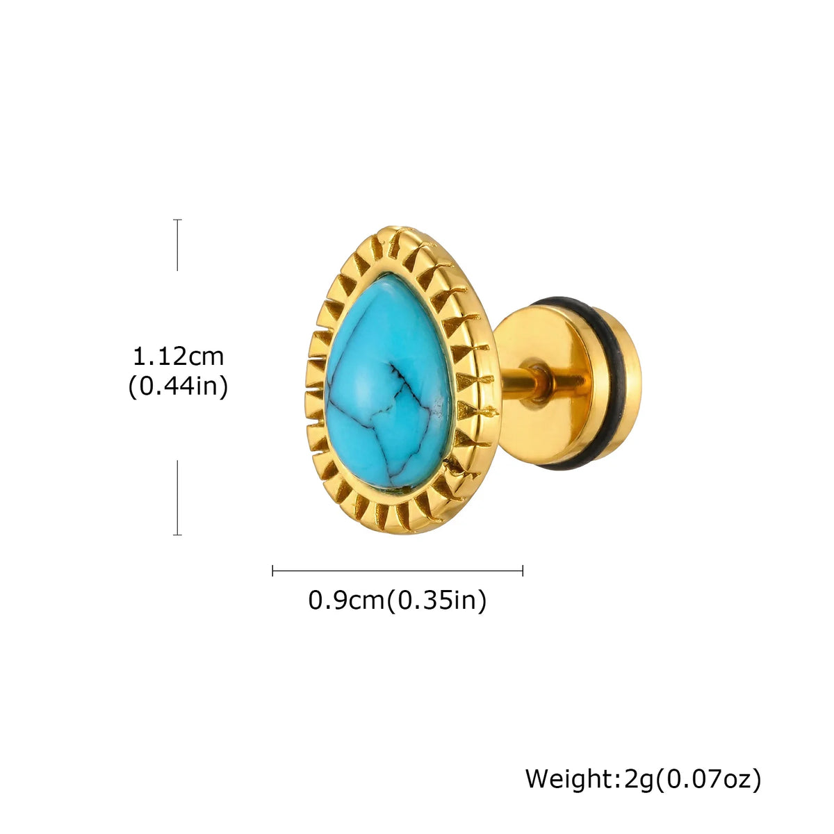 Vintage Water Drop Shaped Blue Natural Stone Stud Earrings Natural Turquoise Stainless Steel Earrings for Women Boho Jewelry - Charlie Dolly