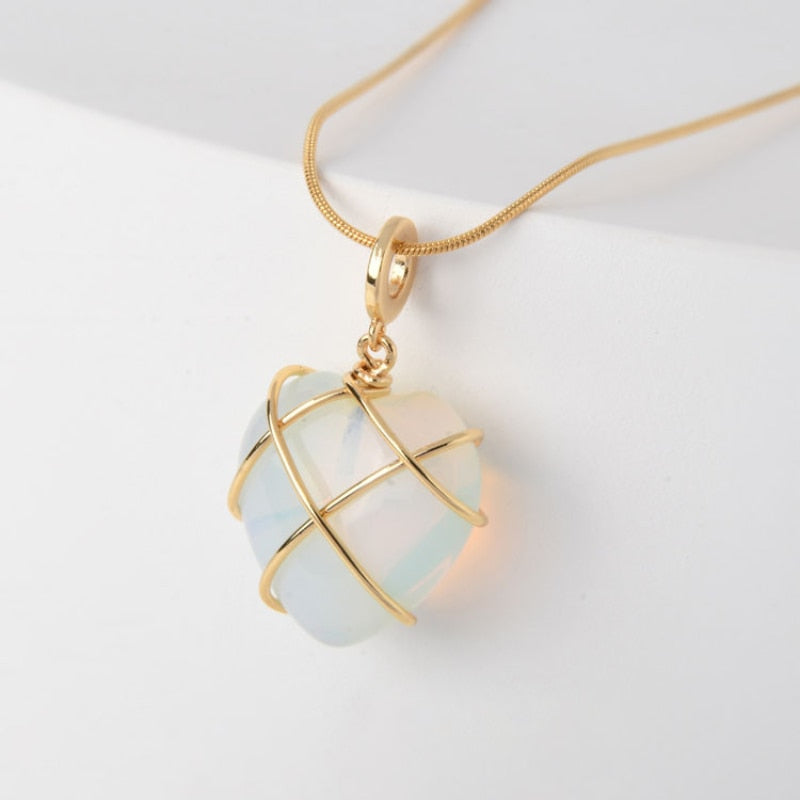 2022 Fashion Opal Heart Necklace Castle Necklace For Woman Girls Rose Quartz Barbie Necklace Jewelry Accessories Gift