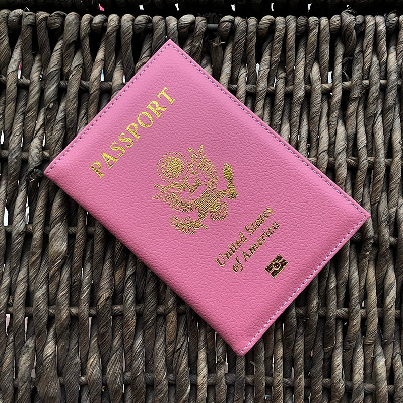 Personalised Passport Cover women With Name USA Cute Pink Personalized Passport Holder designer Travel Passport Case Pouch