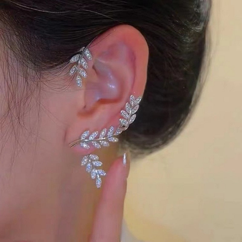 Kpop Shiny Zircon Butterfly Earcuff For Women Without Piercing Earrings 2023 Fashion Ear Clip Earrings Bride Wedding Jewelry