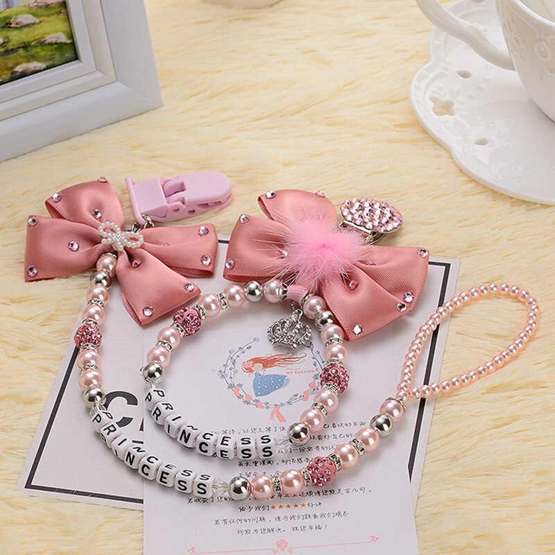 Personalised-any name set stunning pink bling pram charm/stroller toy Rattles bed toy rattle pacifier clip holder dummy clip